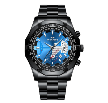 FNGEEN S001 Men's Quartz Watch  BLACK BLUE