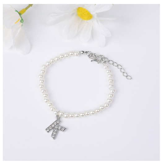 26 Letters Alphabet Initials Pearl Beaded Bracelet Bangle Women Jewelry Gift New