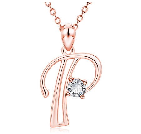 26 Letter Rose Gold Necklace Pendant Classic Fashion Men's and Women's Letter Diamond Necklace Jewelry Wholesale P