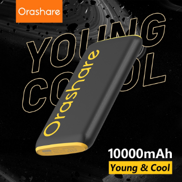 Orashare 10000mAh Powerbank Original 2.1A Fast Charge Stylish and Cool Slim Pocket Powerbank（black）