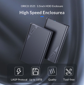ORICO 3.5inch Hard Drive Enclosure USB/Type C Case 3.5 HDD up to 18TB SATA to USB External Hard Drive Case with 12V2A Power Adapter