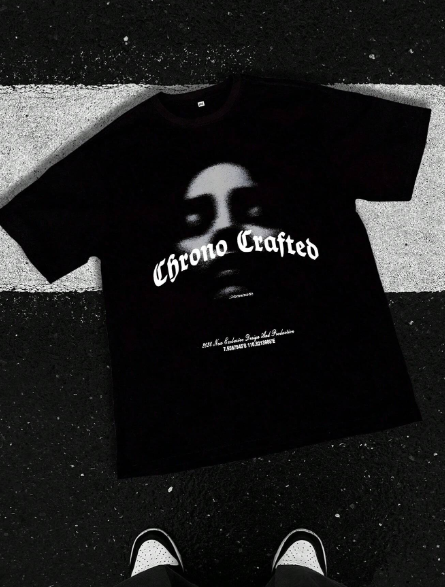 Oversized Men's Crew Neck Short Sleeve Blurred Portrait & Letter Print Casual Graphic T-Shirt