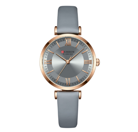 CURREN Original Brand Women's Watch Fashion Simple Leather Quartz Waterproof 9079 X GRAY