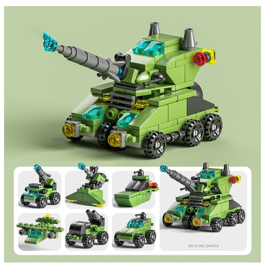 City Series 6 IN 1 SWAT Engineering Vehicle Educational Toy Model Block Toys Boy Children's Day Gift B28