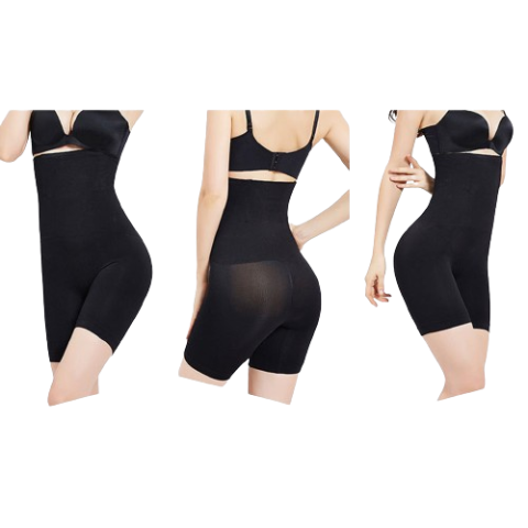 Lovito Casual Plain Rib Knit Shapewear for Women LNA16073 (Black)