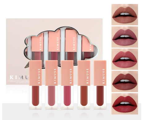 KIMUSE 5pcs/set Lip Tint Set Moisturizing Lip Gloss Long Lasting Liquid Blusher Makeup