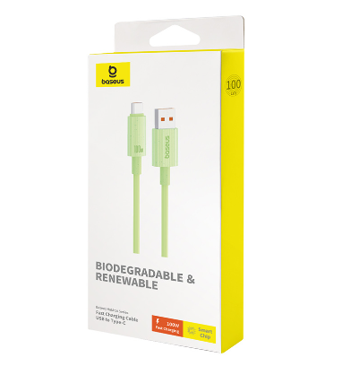 Baseus 100W Fast Charging Cable USB to Type-C For Huawei Honor Xiaomi Biodegradable Cable Shielding Built in Smart Recognition Chip
