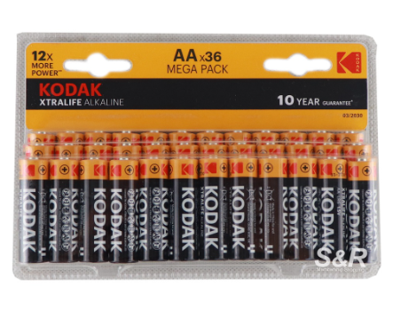 Kodak Xtralife Alkaline Megapack AA Batteries 36pcs