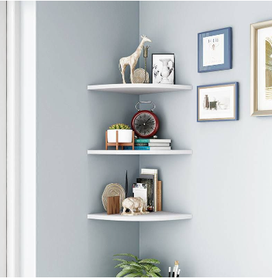 Floating Wall Corner Shelf Wall-Mounted Storage rack 3pcs