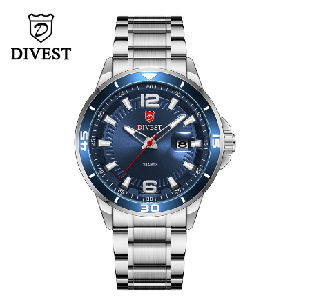 DIVEST Watch Men Brand Top Luxury Fashion Business Casual Stainless Steel Men's Watches Quartz Original Waterproof 9025 M2