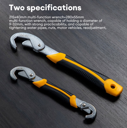 Deli 2PCS Multifunction Universal Adjustable Wrench 9-32mm Adjustable Uniu Wrench Tools Set DL932-2