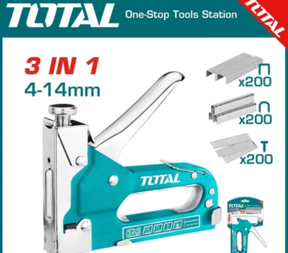 TOTAL THT31143 Adjustable Drive Staples 3-in-1 Staple Gun Nail Gun Manual stapling Woodworking