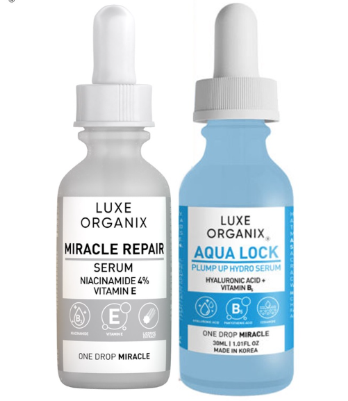 Luxe Organix Miracle Repair Niacinamide 4 Percent Serum 30ml and Luxe Organix Aqua Lock Serum 30ml Bundle