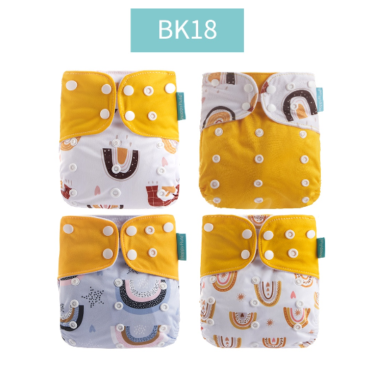 Happyflute 2023 Baby Reborn 4pcs set Washable Eco-friendly Baby Cloth Diaper Ecological Adjustable Nappy Reusable Diaper SET11