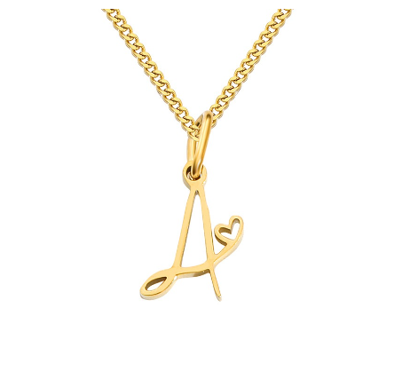 Cursive Initial Necklaces for Women Girls,14K Gold Filled Personalized Monogram Name Letter Necklace Jewelry Gifts A