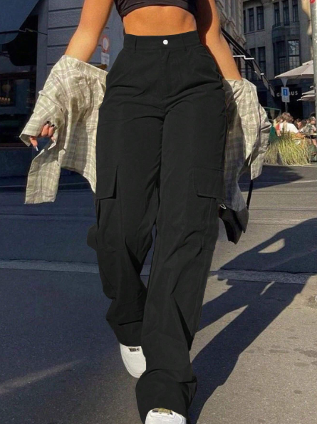 SHEIN Girls' Casual Cargo Woven Pants, Versatile, Autumn