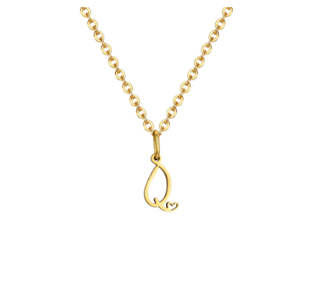 Vnox Initial with Hollow Heart Pendant Necklace,18K Gold Dainty Letter Choker Necklace Gift for Women Necklace Jewelry Q