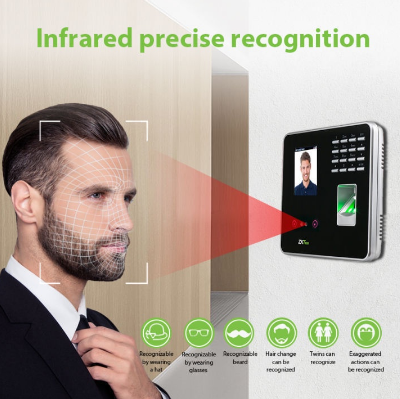 ZKTeco Fingerprint Attendance Machine LCD Screen Intelligent Biometric Face Recognition
