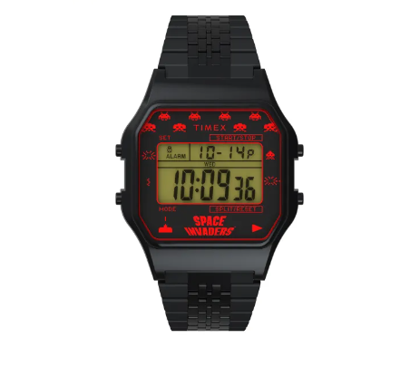 Timex 80 Space Invaders Black Stainless Steel Digital Watch For Unisex TW2V30200 STYLE