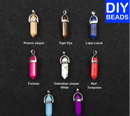 Gemstone Pointed Pendant 4cm