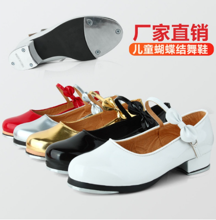 Tap Dance Shoes Girls Children Women Adult Black Soft Sole Glossy Bow OtOx