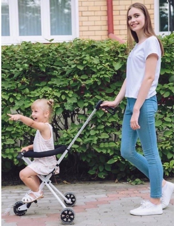 3 Wheels Foldable Kids Magic Stroller Lightweight Tricycle Children Strollers white