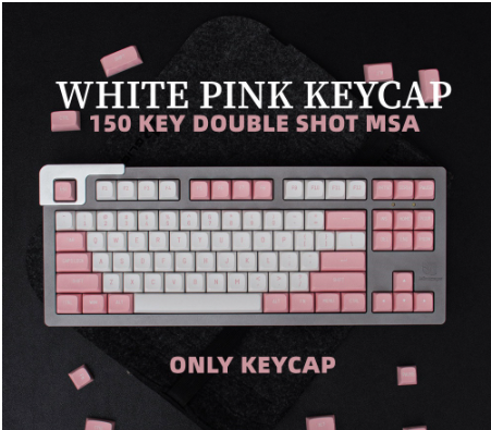 150 Keys Keycaps Double Shot MSA Profile White Pink Keycap For Cherry MX Switch Mechanical Gaming Keyboard rk84 71 100