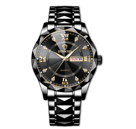 Binbond Original Men's Luxury Stainless Steel Waterproof Fashion Business Watch Luminous Dual Calendar Quartz Wrist Watch M6