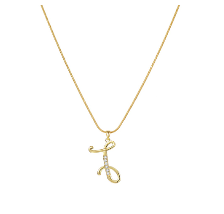 18K Gold Letter Pendant Necklace Retro Snake Chain Choker Diamond Couple Necklaces Jewelry Accessories Gift