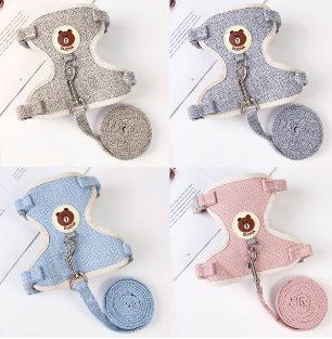 Pet harness with leash for dog cat rabbit small animals cute bear pattern harness
