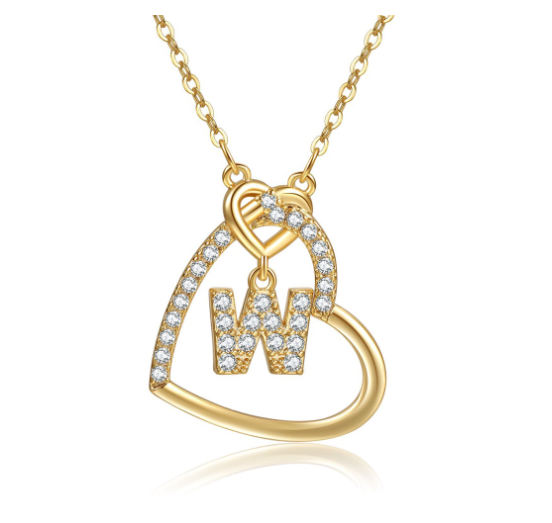 A-Z Letter Necklaces Fashionable Heart Pendant Accessories Women's Necklace W