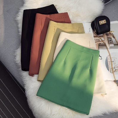 2022 High Waist Anti-Exposure Skirt Women's Korean Temperament A-line Sheath Skirt Base Business Short SkirtS