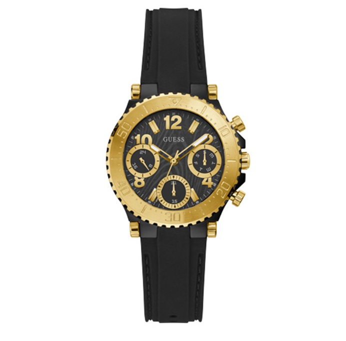 Guess Sport Black Rubber Analog Quartz Watch For Women GW0466L1