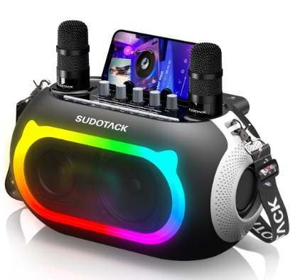 KM300 Karaoke Machine With 2 Wireless Microphones Bluetooth Speaker Wireless Bluetooth Dual Microphone