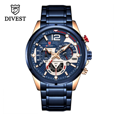 Original Brand DIVEST Men's Watches Top Luxury Fashion Sport Quartz Casual Chronograph Date Waterproof Men Watch 9039 M2
