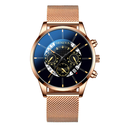 European and American fashion watch luxury calendar stainless steel mesh quartz watch sports watch men's business casual watch 02