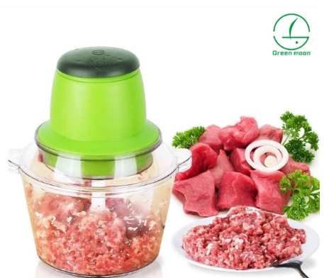 Green Moon Multifunction Electric Kitchen Chopper Shredder Food Meat Grinder Stainless Steel 2L
