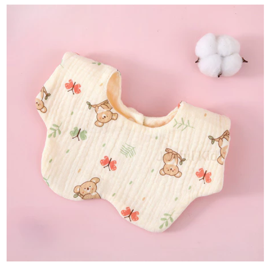 Baby Saliva Towel Cotton Wrinkled Cloth Petal Bib Absorbent Baby Saliva Pocket Infant Anti-Vomiting Milk Towel Pinny B3
