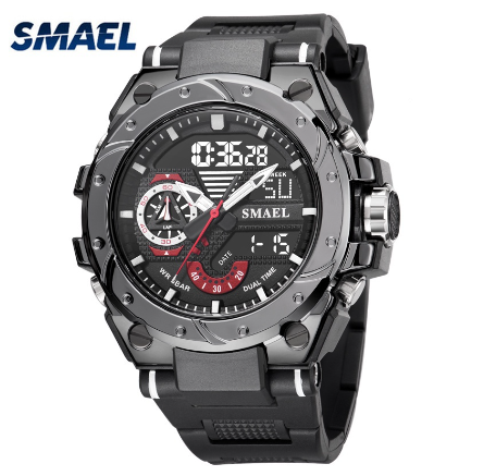 Original Luxury Fashion Watch Luxury Waterproof Luminous Digital Sports Leisure Men's Silicone Watch BLACK
