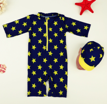 Baby Boy Infant Animal Print Long Sleeve One-piece Swimwear Kids Sunscreen Quick Drying Swimsuit Beachwear