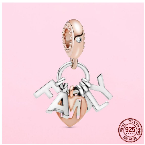 925 Sterling Silver Flamingo Leaf Rose Flower Charm CZ Luxury Pandora Pendant Fit Pandora Bracelet Necklace For Women DIY Making S4