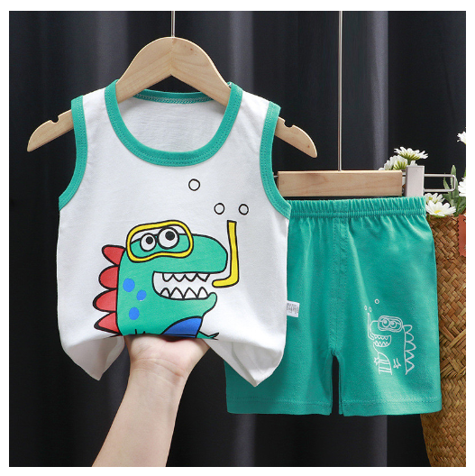 For Baby Boys & Kids Sleeveless Shorts Set Pure Cotton Summer Outfits For Boy S10