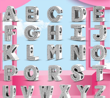 A-Z Letter 925 Sterling Silver 26 English Letters Charm Bead