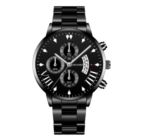 Luxury Men Stainless Steel Quartz Watch Business Casual Calendar Wrist Watch 02