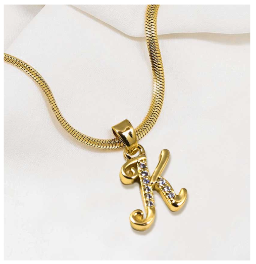 LAJ 18k Gold Stainless Steel Initial A-Z Necklace SLP116 LETTER with LX873D FREEBOX K