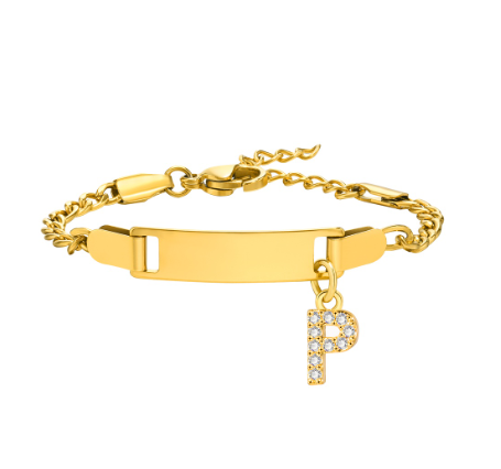 Vnox Baby Name Bracelet with Letter Pendant,Toddler Child ID Bracelet Girl Boy Birthday Gift P