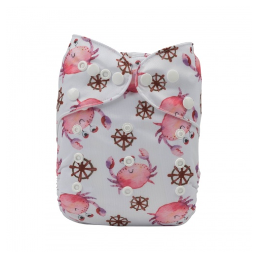 Alva Baby Cloth Diapers 1Set With Bamboo Charcoal Insert Printed Washable Diapers Cloth Diaper Pocket Nappy D26