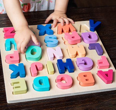 3D Alphabet Digital Puzzle Wooden Toys Kid Number Letter shape Matching Jigsaw Board 20*20cm