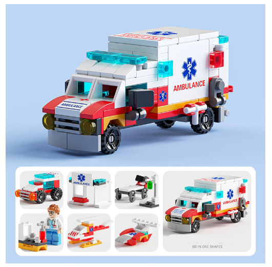 City Series 6 IN 1 SWAT Engineering Vehicle Educational Toy Model Block Toys Boy Children's Day Gift B39