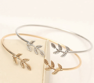 Leaves Open Charm Cuff Bracelets Bangles for Ladies
